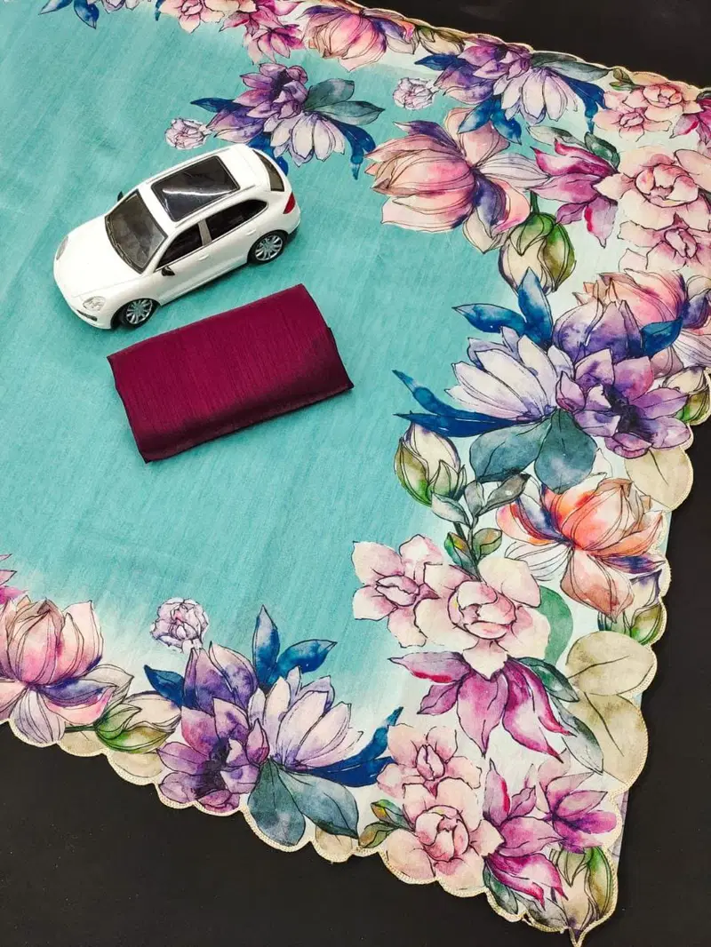 MG 368 Zarna Silk Cut Work Border Printed Sarees Wholesalers In Delhi